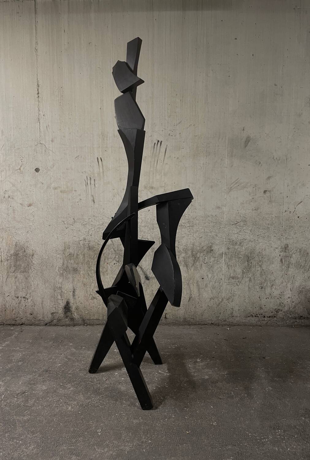 Large abstract sculpture in painted wood