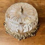 Glass and chiseled bronze ceiling light from the 50s/60s