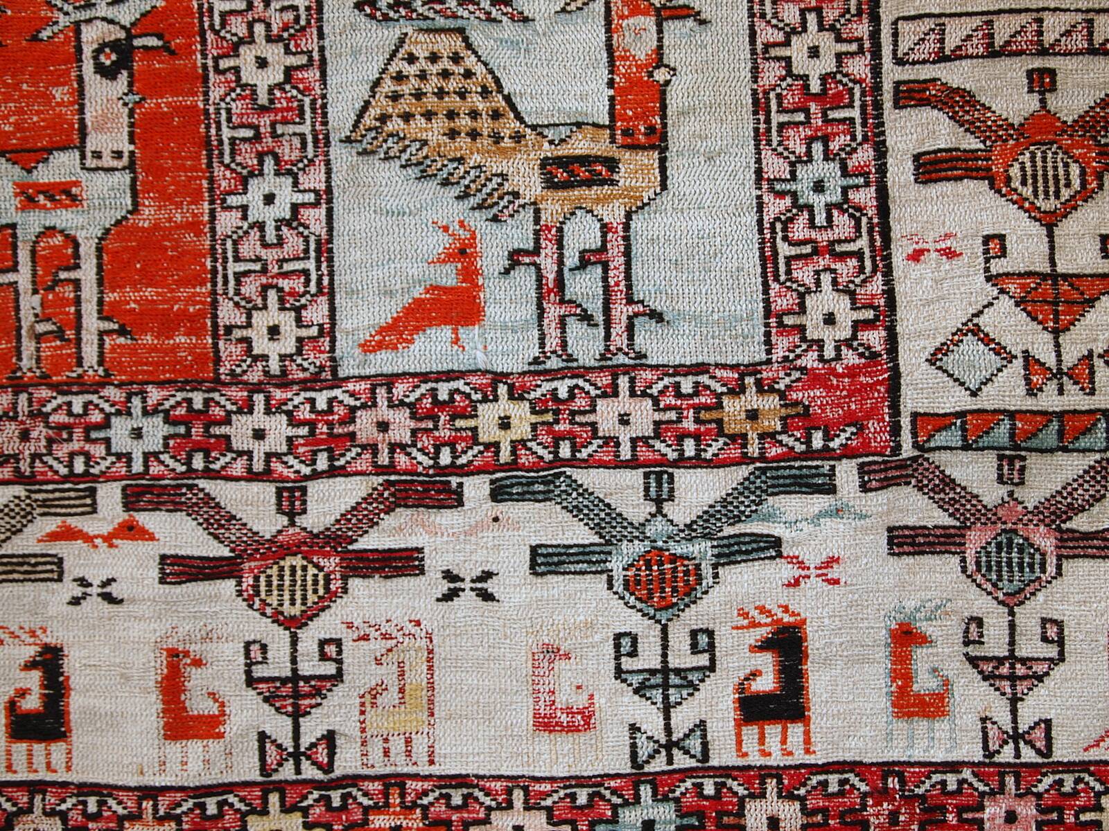 Kilim vintage fait main Sumak persan en soie artificielle 125cm x 183cm (19