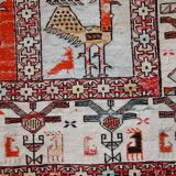 Kilim vintage fait main Sumak persan en soie artificielle 125cm x 183cm (19