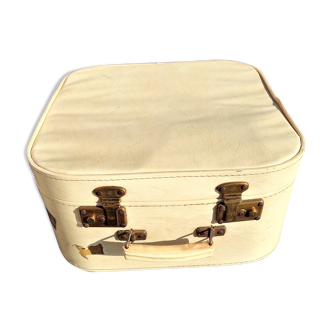 WHITE SUITCASE IN VINTAGE SKAI SQUARE OF 41 CM