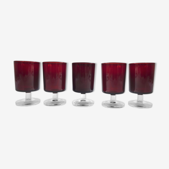 5 verres cavalier rubis à eau