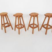 Tabourets de bar scandinaves modernes en pin des années 1970