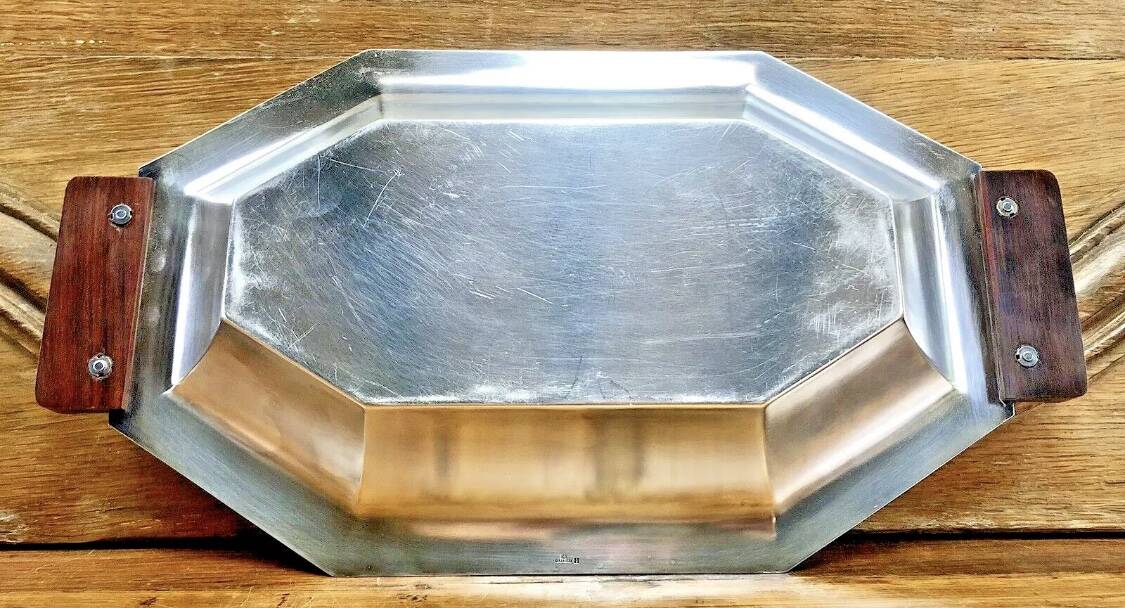 Bannette basket bread basket Art Deco silver metal Rosewood Christofle Alfenide