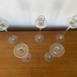 Set of 5 tulip candle holders in clear molded glass vintage decoration