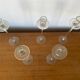 Série de 5 bougeoirs tulipe en verre moulé transparent décoration vintage