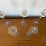 Set of 5 tulip candle holders in clear molded glass vintage decoration