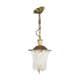 Gold and glass hanging lamp 1950/70