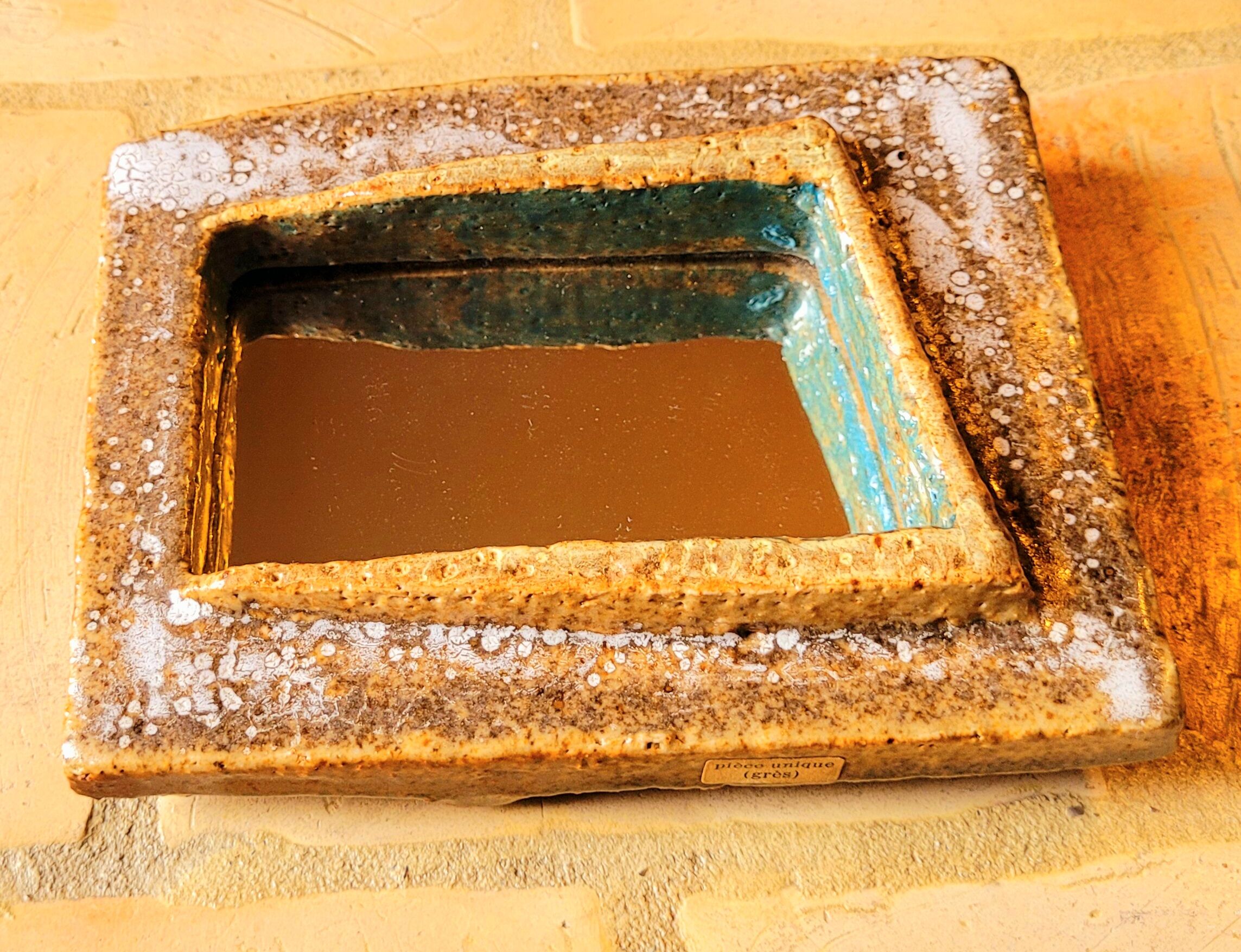 Miroir en céramique vintage années 50 60  Les Argonautes 13x16cm