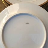 Set of 6 porcelain dinner plates with golden ear edging