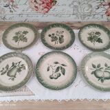 Set of 6 dessert plates in old green earthenware late 18th century frugal décor