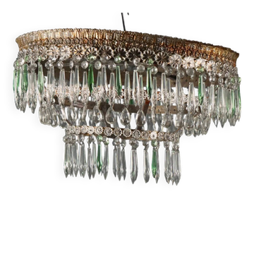 Antique Empire style chandelier in iron and glass, Italy, 20th century