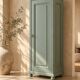 Parisian bonnetière, solid pine, Art Deco, renovated, grey-green.