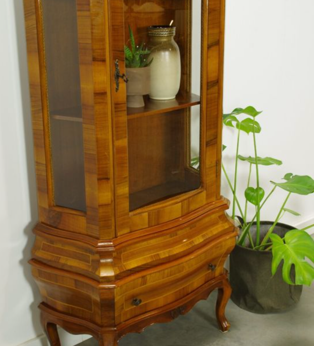 Vintage walnut wood showcase