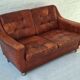 Mid century patchwork tufted patinated leather sofa, 1960s