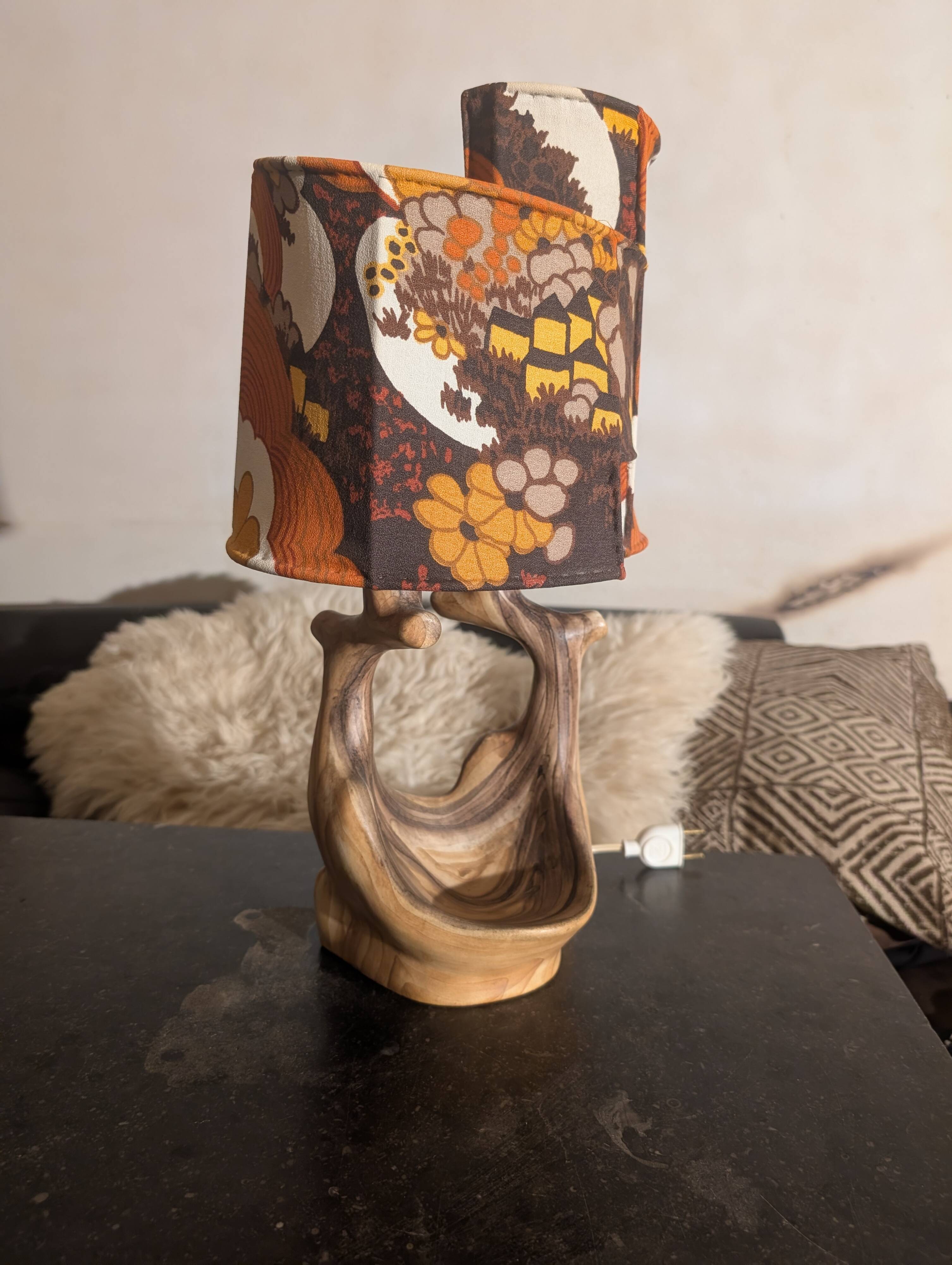 Faux-Wood Desk Lamp by Grand-Jean Jourdan for Vallauris, 1950s