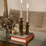 Vintage coffee table Italian design curved glass and travertine