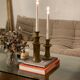 Table basse vintage design italien verre courbé et travertin