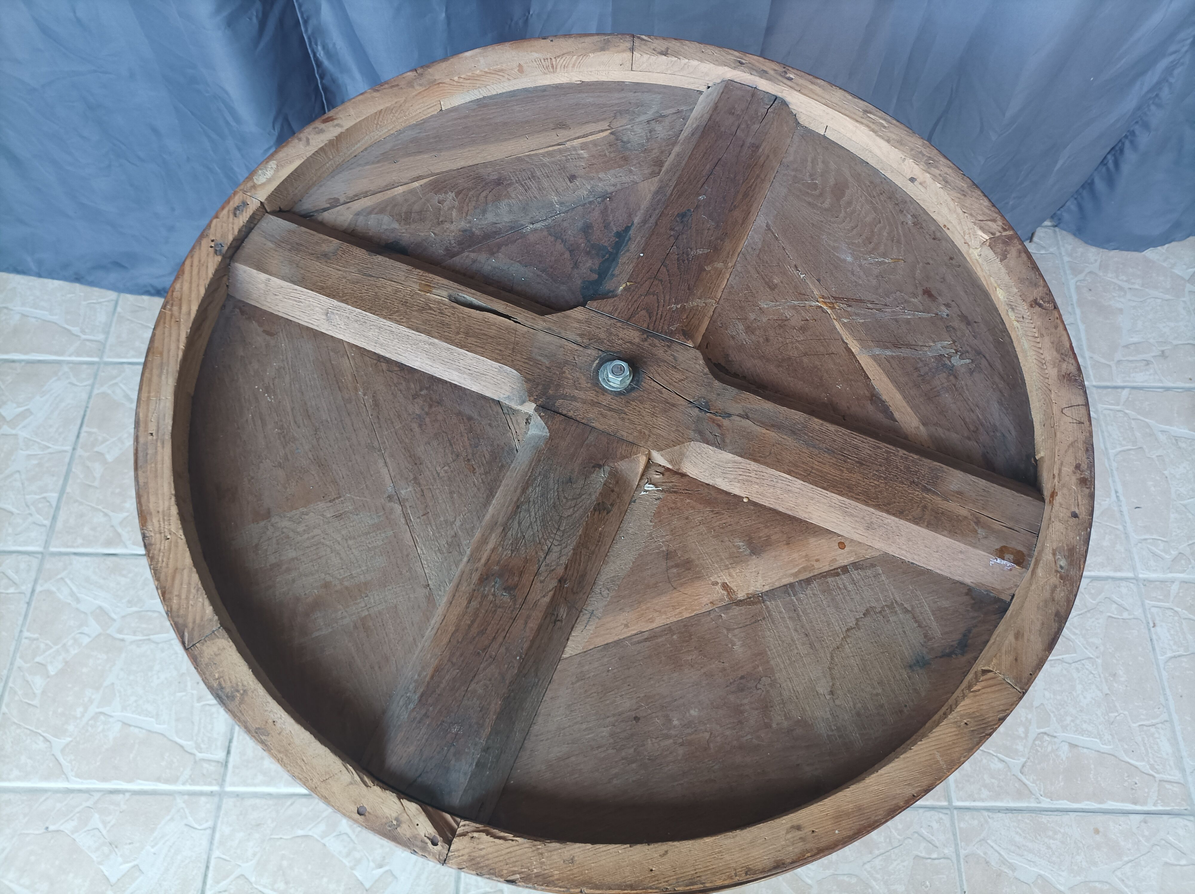 Walnut tripod pedestal table