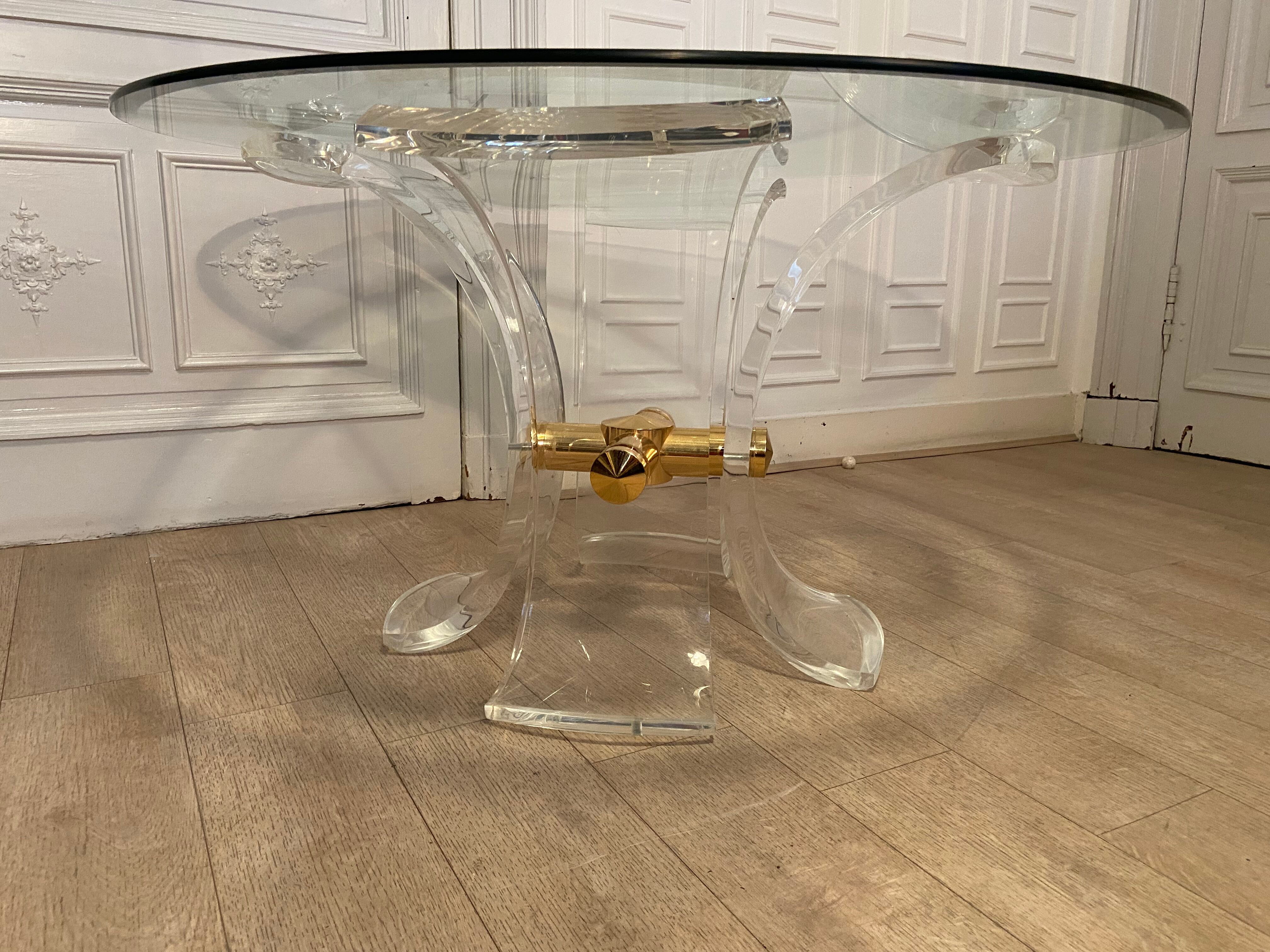 Lily table in plexiglass and gilded metal, 1970