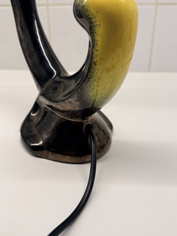 Paire de bougeoirs Vallauris Ceramidi design 1950 ceramique noir et jaune