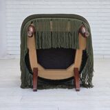 Chaise d'appoint danoise des années 1970, velours vert, pieds en bois de hêtre.