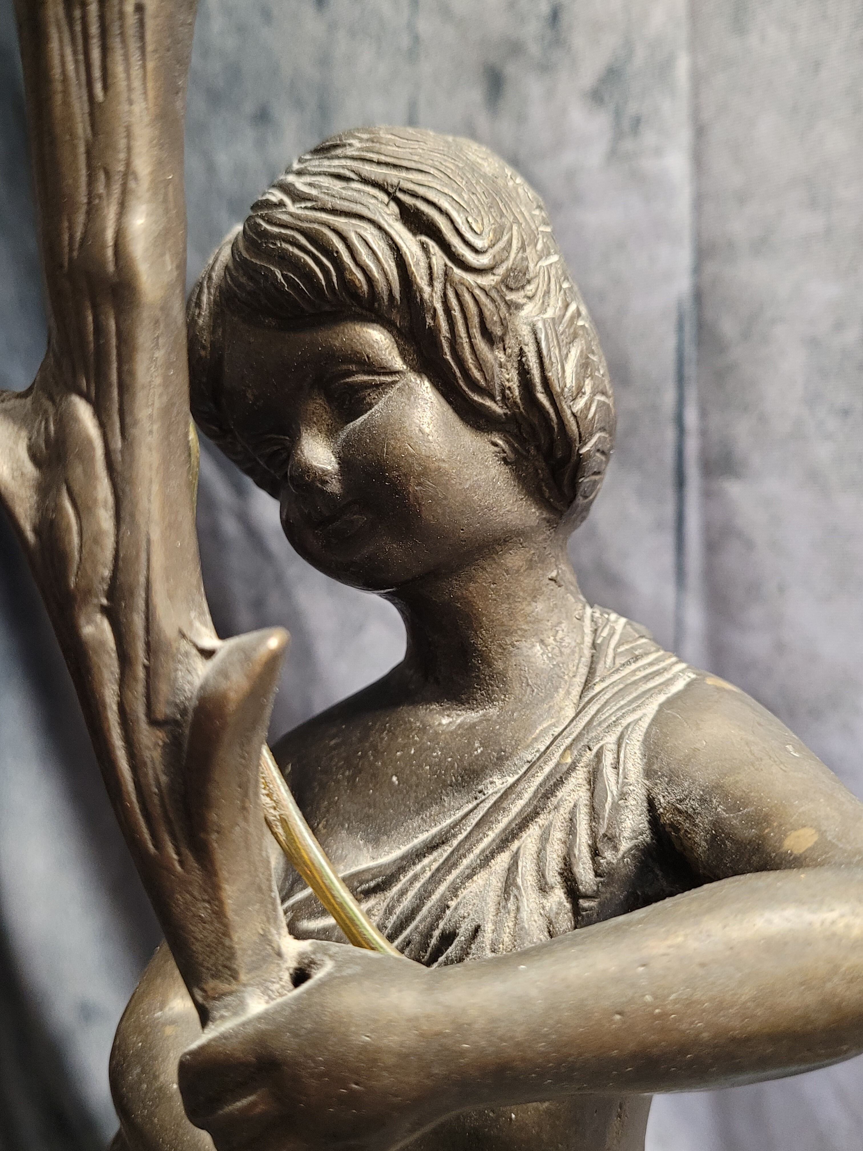 Lampe en Bronze électrifié figurant un rnfant XIXe