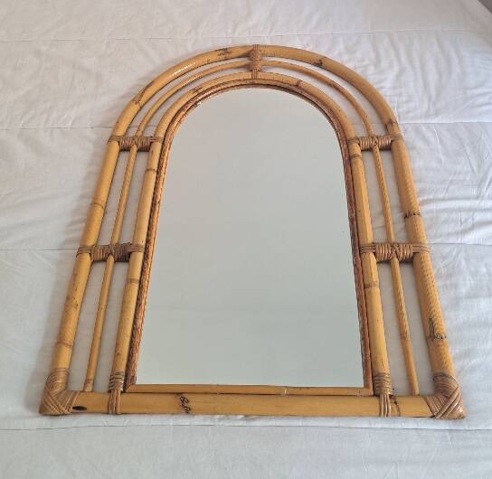 Miroir en bambou vintage