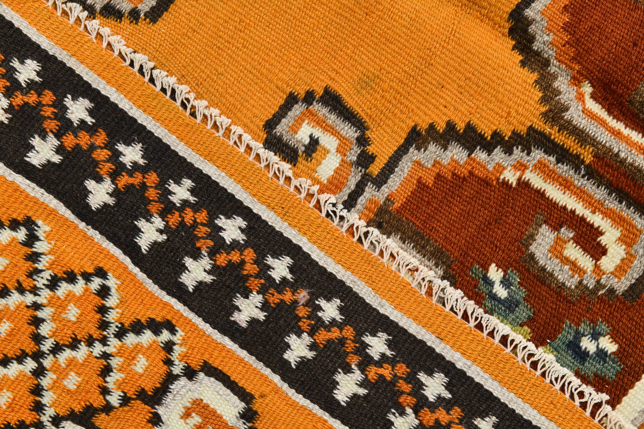 Wine Red & Orange Classic Vintage Kilim Rug, 171x289Cm