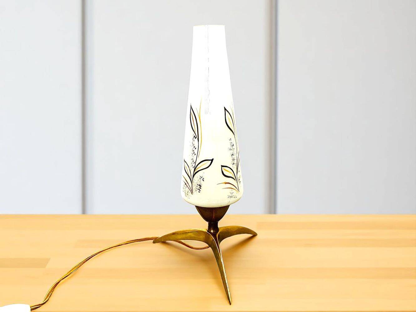 Space Age 1950s brass tripod table lamp