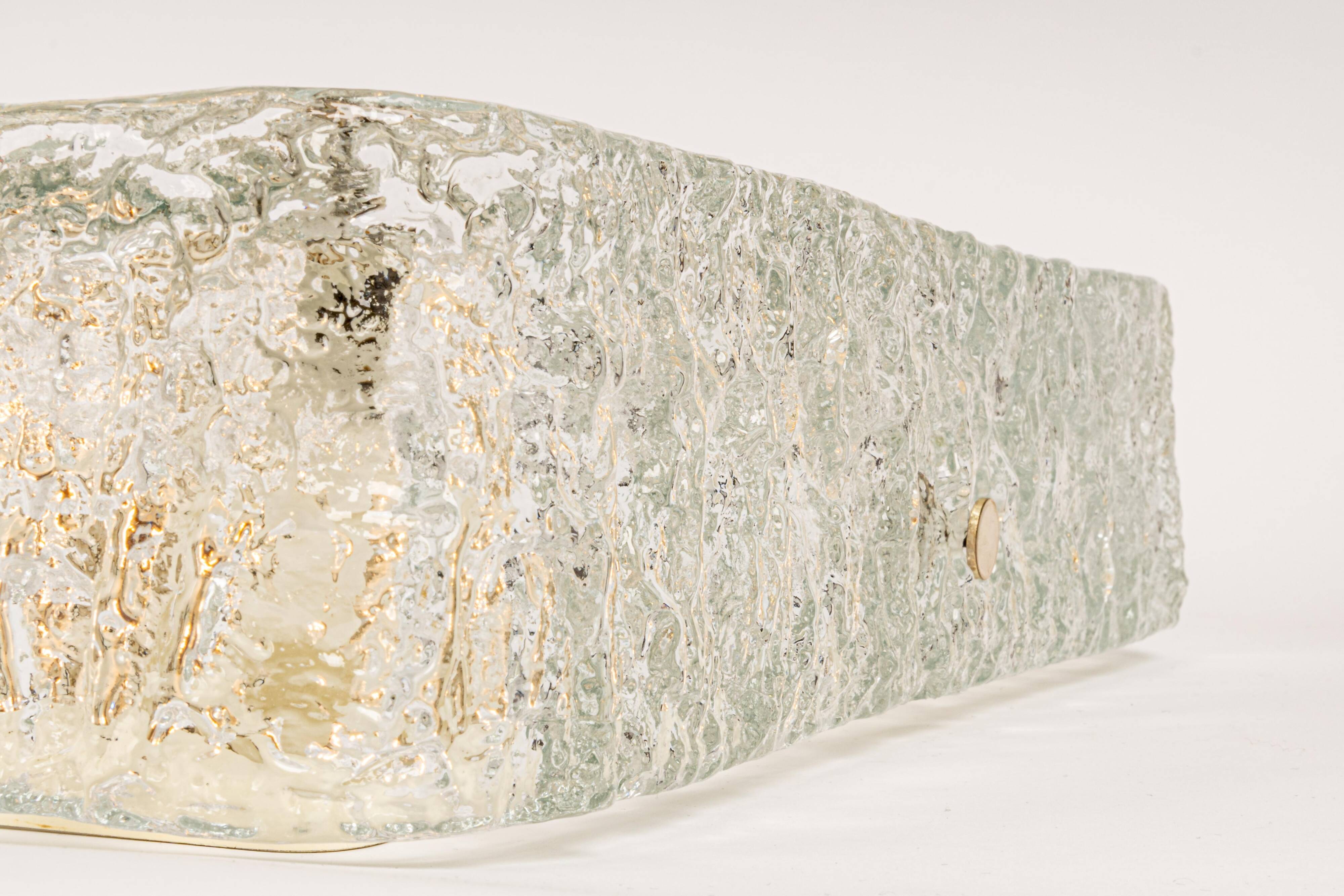 Square glass ice Murano ceiling light, Kaiser, Germany, 1970s