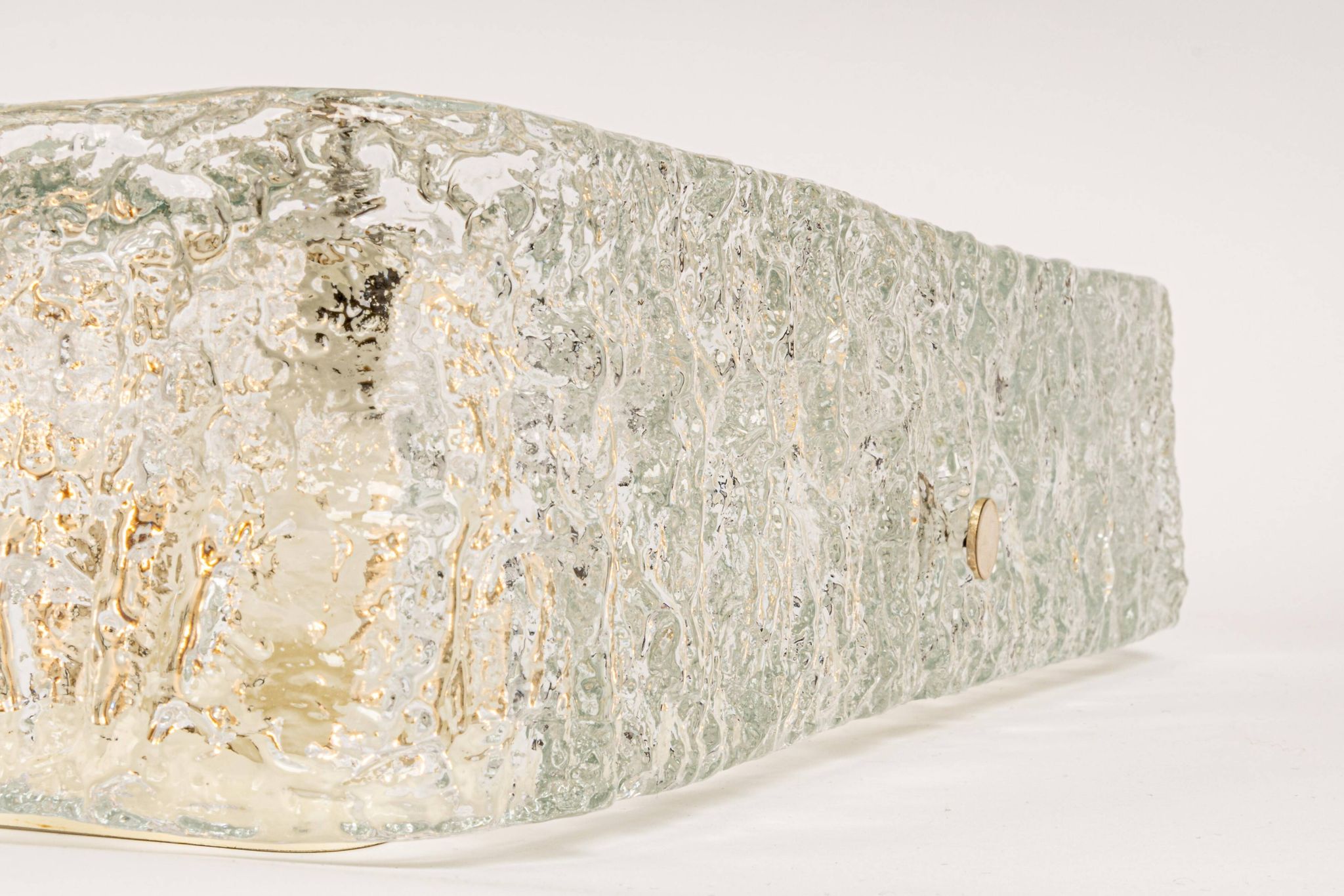 Square glass ice Murano ceiling light, Kaiser, Germany, 1970s