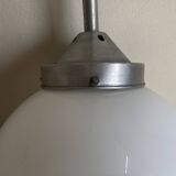 Globe pension suspension in opaline and aluminum 1950