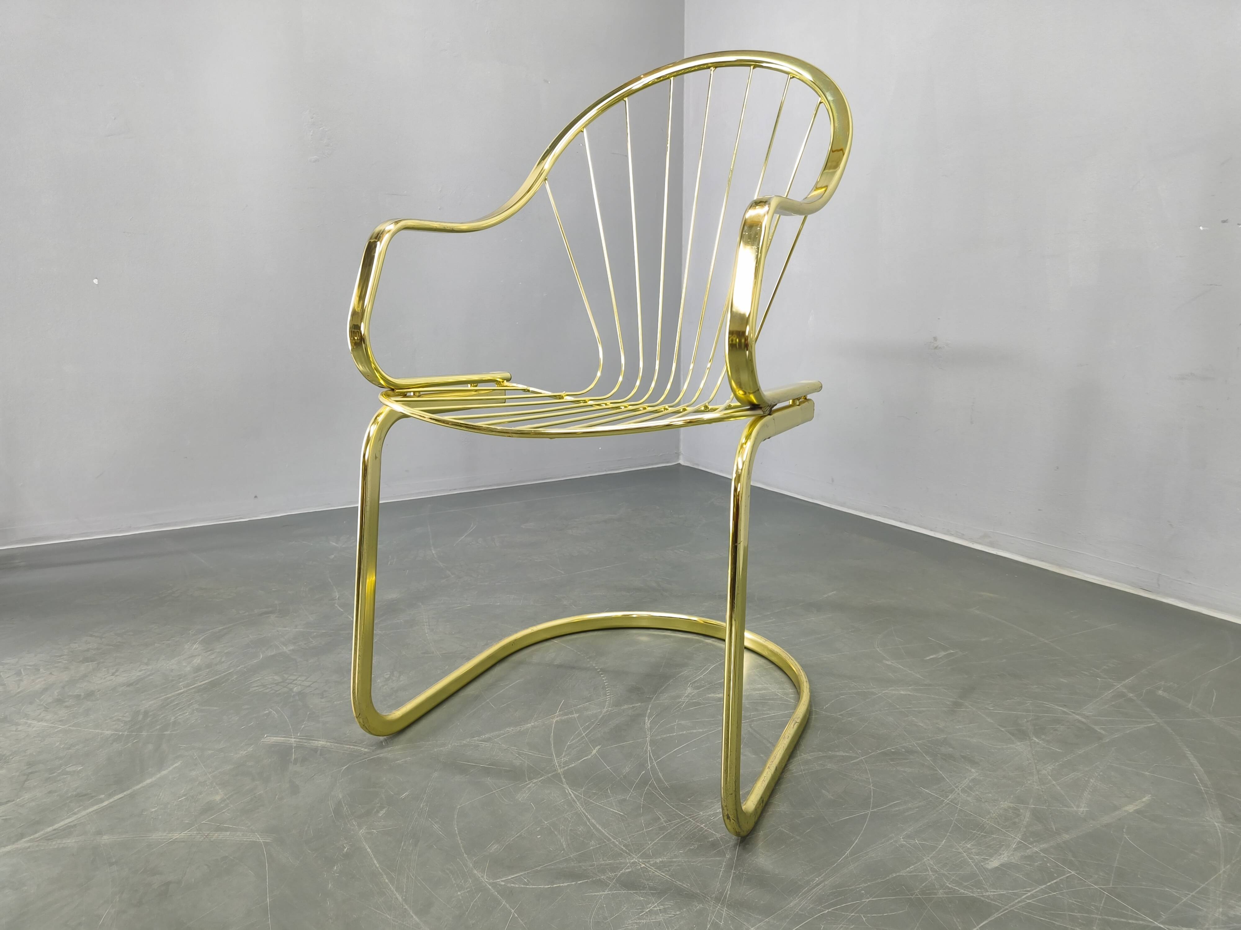 Set of 5 Gastone Rinaldi Brass Dining Chairs for Rima, Italy 1970s