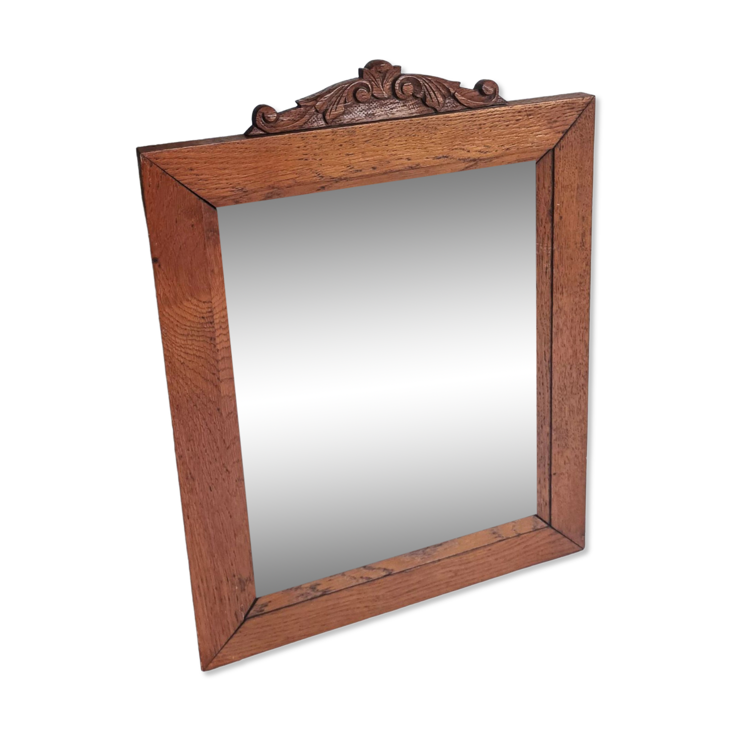 Antique bevelled mirror & carved wooden frame