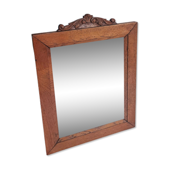 Miroir ancien biseauté & cadre bois sculpté