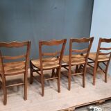 Suite of 4 rustic straw chairs