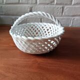 Small white twisted ceramic basket