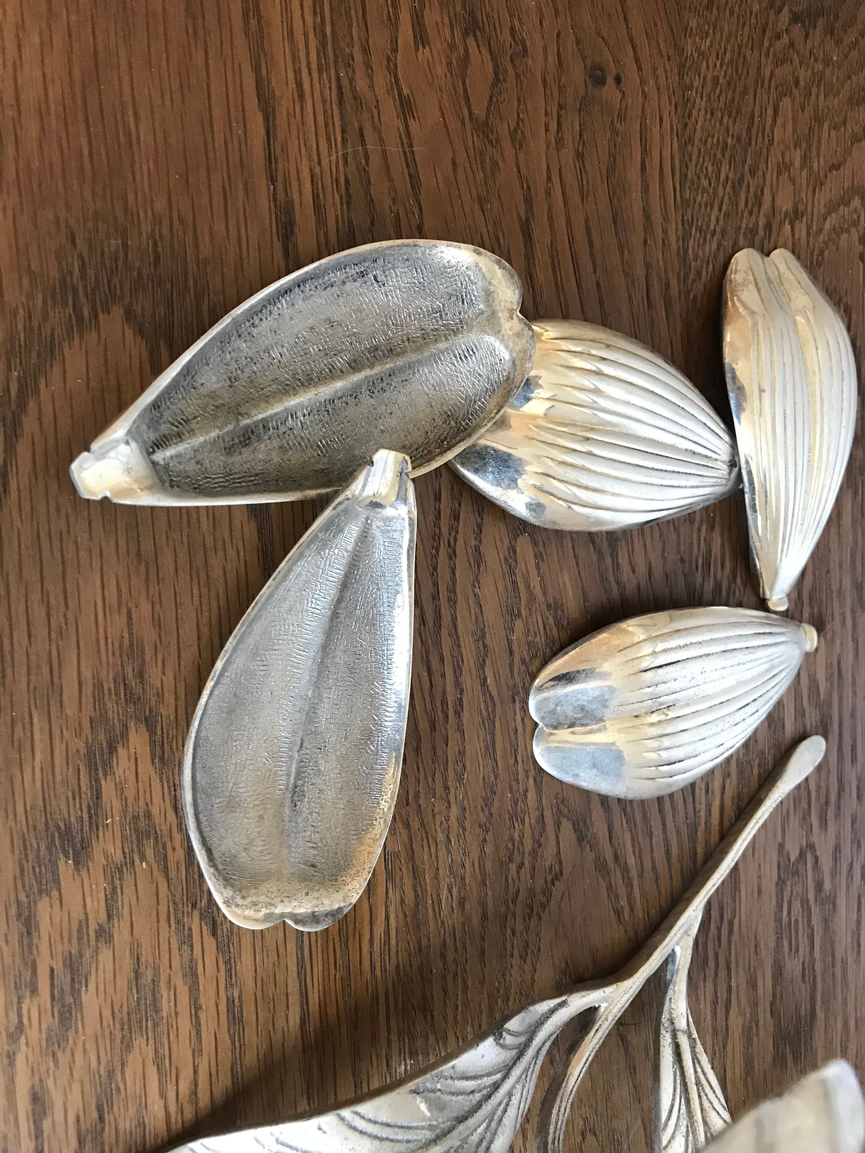 Vintage silver metal flower ashtray