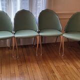 Set of 6 leather chairs by designer Bernard Dequet from the 90s