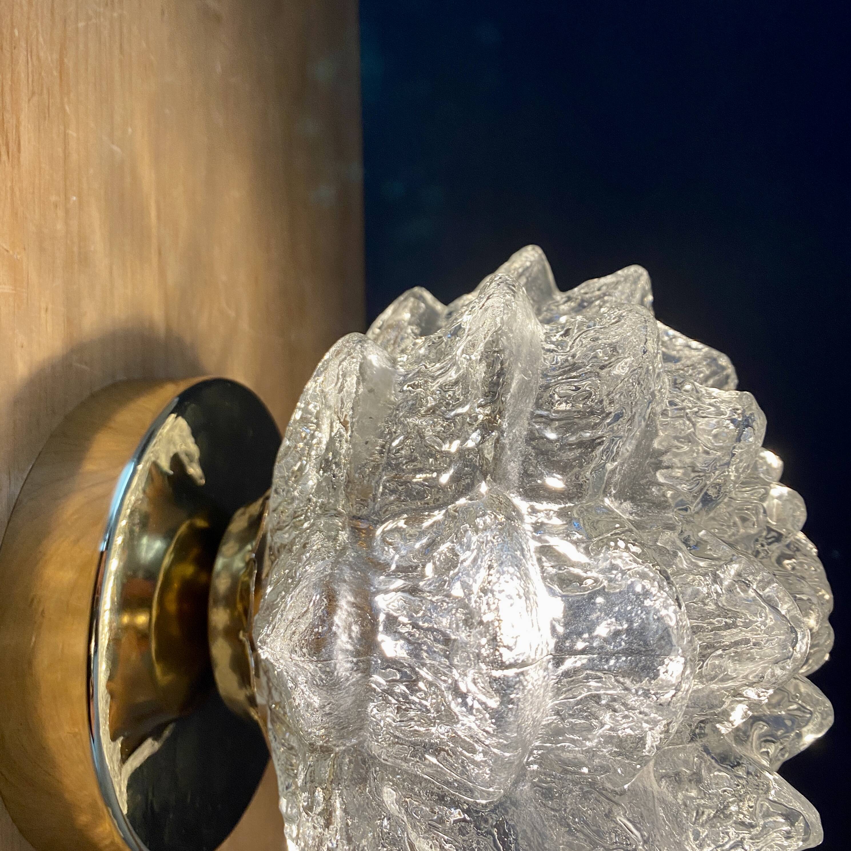 Vintage globe wall or ceiling light in molded glass in the shape of a flower
