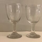 2 verres à pied anciens en verre bullé et soufflé