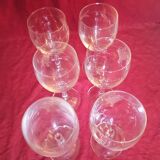 6 verres a eau grave grappe de raisins