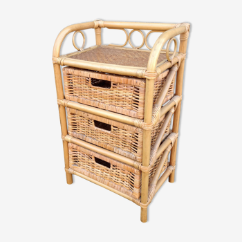 Vintage rattan chest of drawers