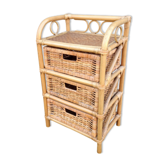 Vintage rattan chest of drawers