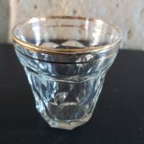 Set of 7 faceted glasses with gold edging