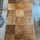 Antique coffee table with carved wood mouldings.