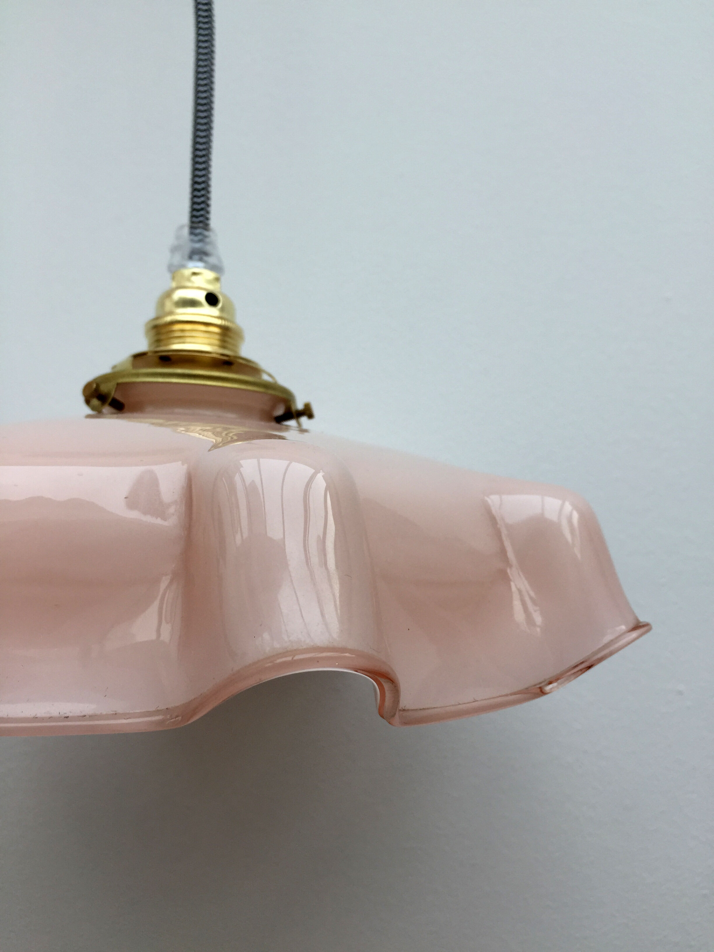Pale pink opaline hanging lamp