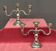 Pair of candlesticks. Silver-plated metal.
