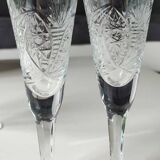 Lot 5 x Small Art Deco champagne flutes. Sophisticated star/cross/deciduous patterns. Boho chic. High 15.5 cm